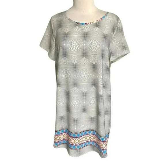 TCEC‎ from House of Lucky Tulum Ivory Boho abstract shift dress NEW - Picture 1 of 6